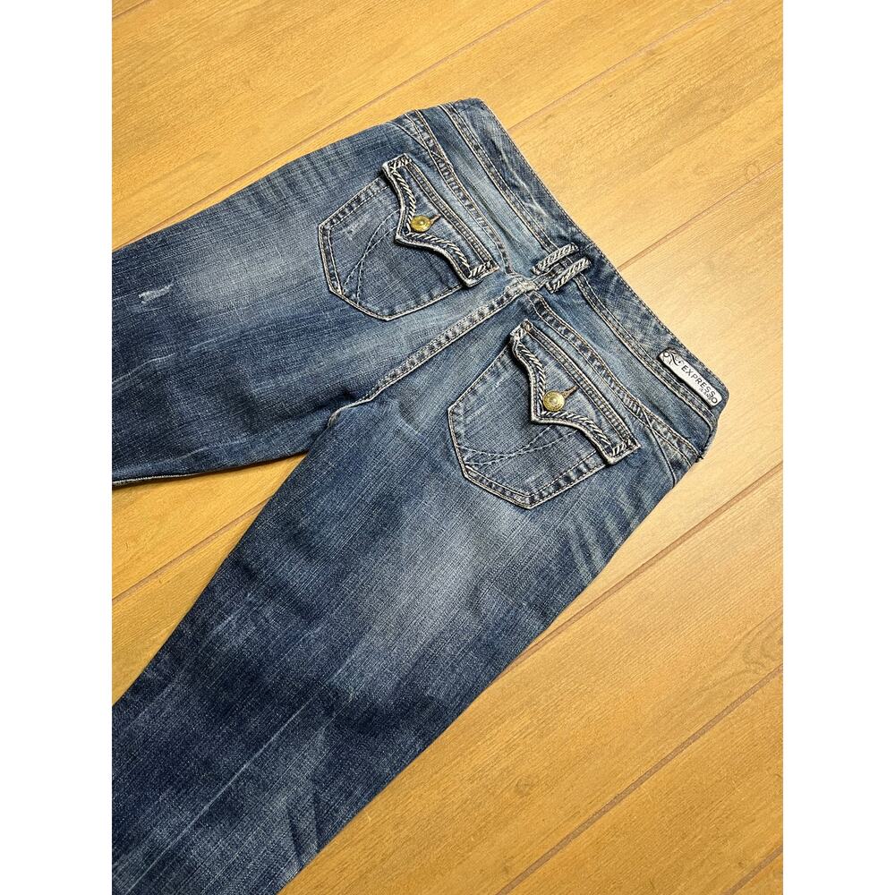 Express Jeans Women’s Sz 8r boot Low rise Distressed Embroidered Y2K 30x31 - Picture 10 of 13